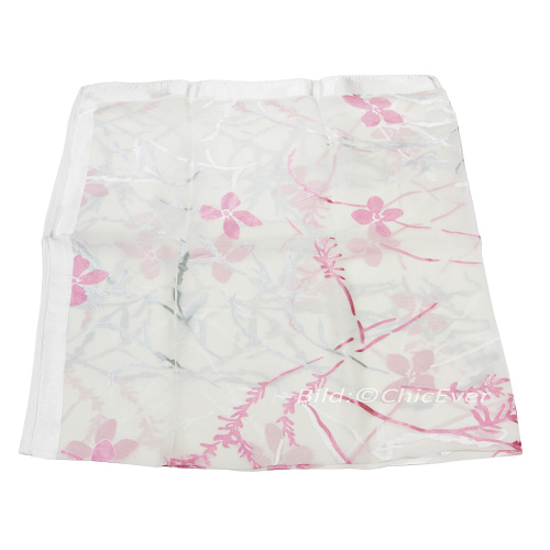 Seidentuch Ausbrenner, Damentuch Seide, 105x105cm, weiß, grau, rosa